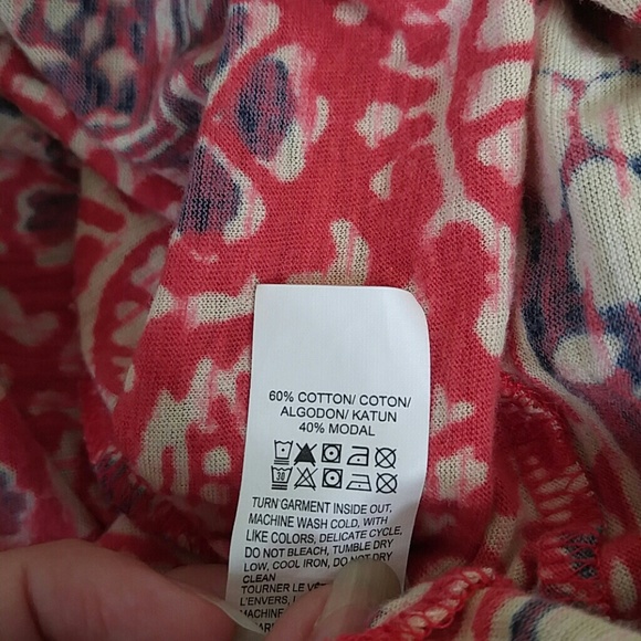 Lucky Brand block floral split neck top XS - Picture 6 of 6